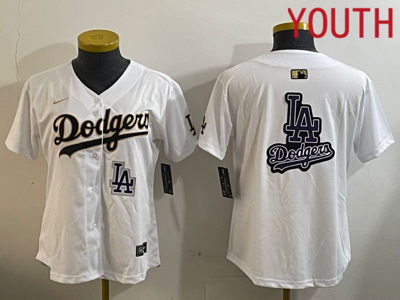 Youth Los Angeles Dodgers Blank White Game 2024 Nike MLB Jersey style 12052
